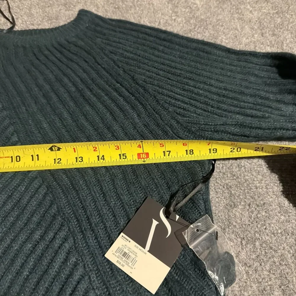Simply Vera Vera Wang Sweater Womens M Green Pullover Chunky Knit NEW NWT